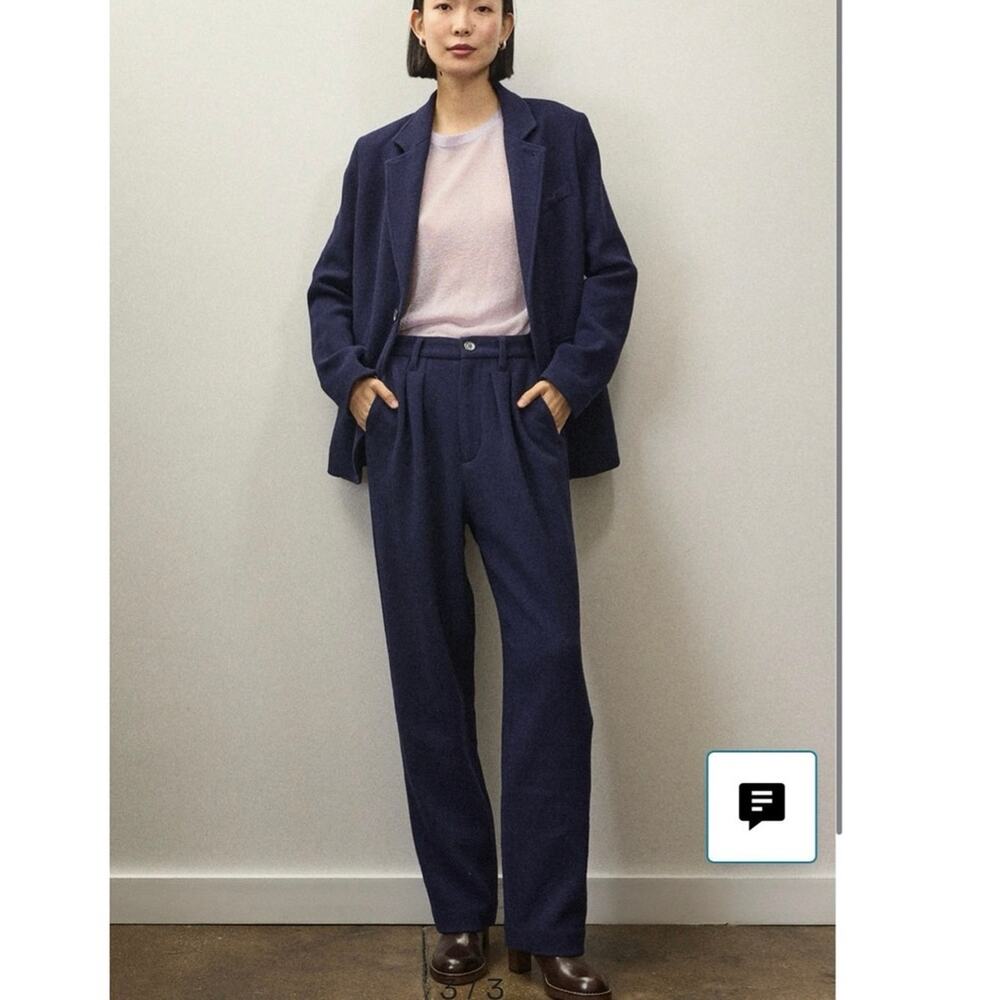 NWOT Alex Mill x Becky Malinsky Pleated Front
Wool Pants in Evening Blue SZ 2